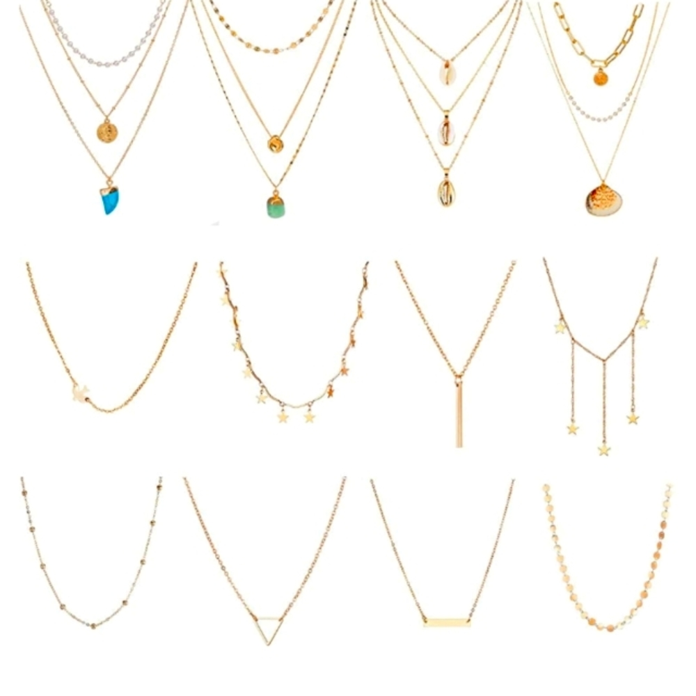 12 Piece Boho Chic Layering Choker Necklaces NWT